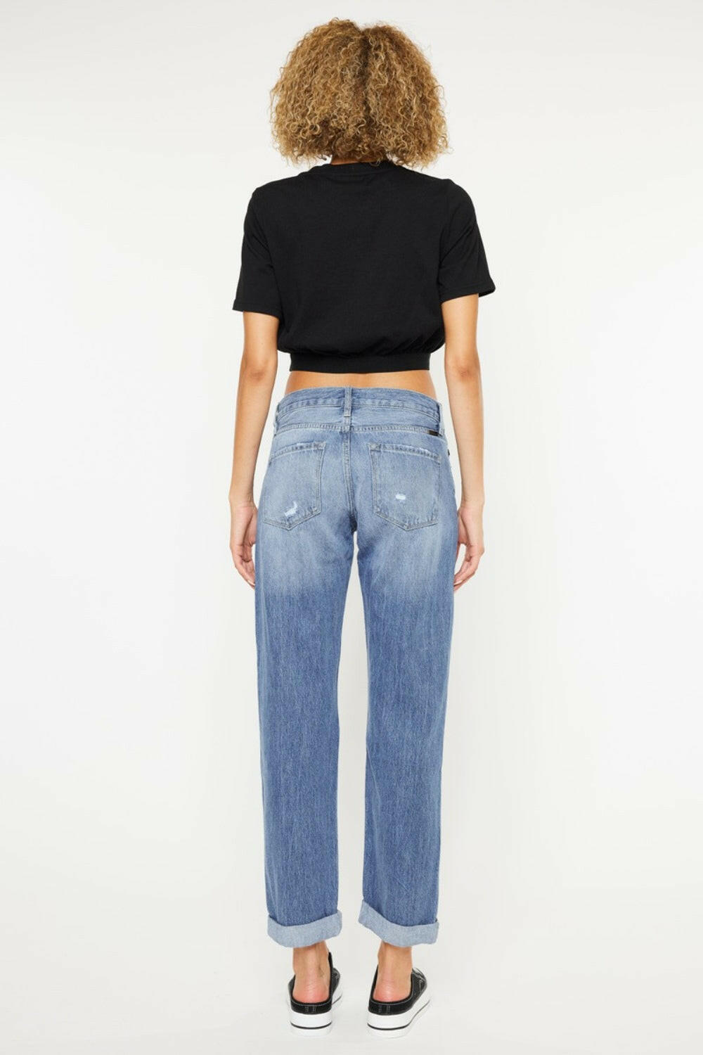 Kancan Mid Rise Distressed Straight Jeans | Sleekdenim.com