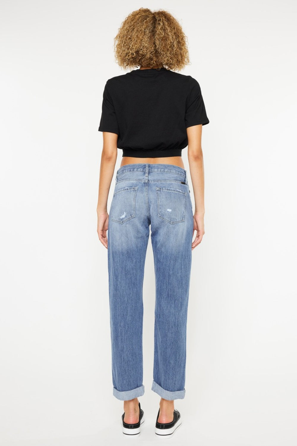 Kancan Mid Rise Distressed Straight Jeans - Sleekdenim.com