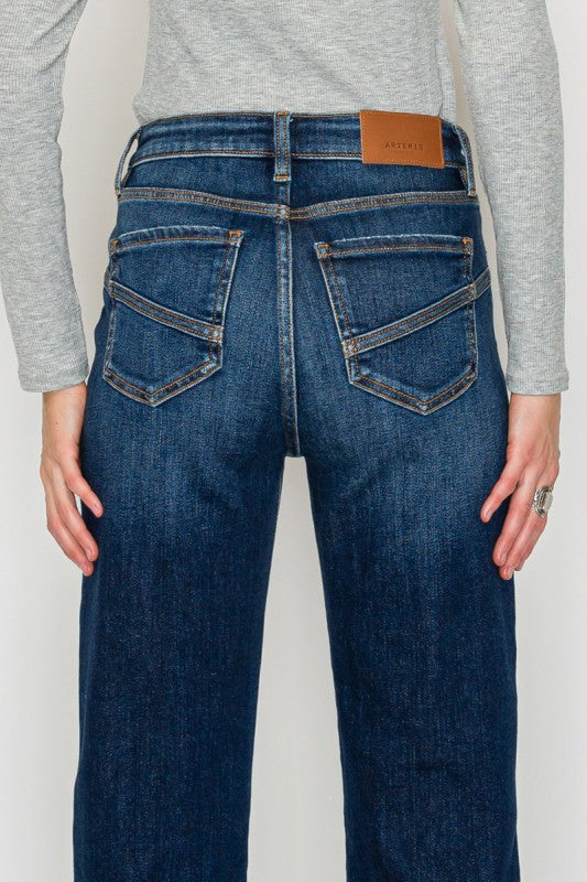 AT1029STD - High Rise Ankle Straight Jeans - Weste - Sleekdenim.com