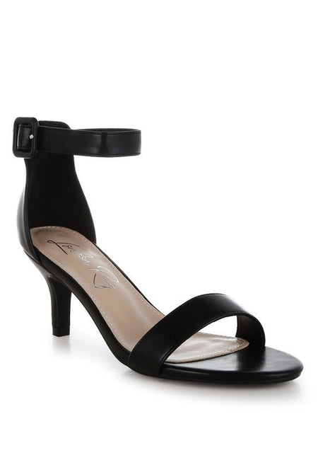 Feruda Faux Leather Kitten Heel Sandals - Sleekdenim.com