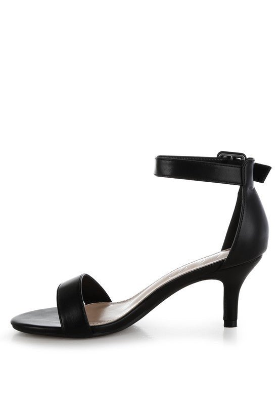 Feruda Faux Leather Kitten Heel Sandals - Sleekdenim.com