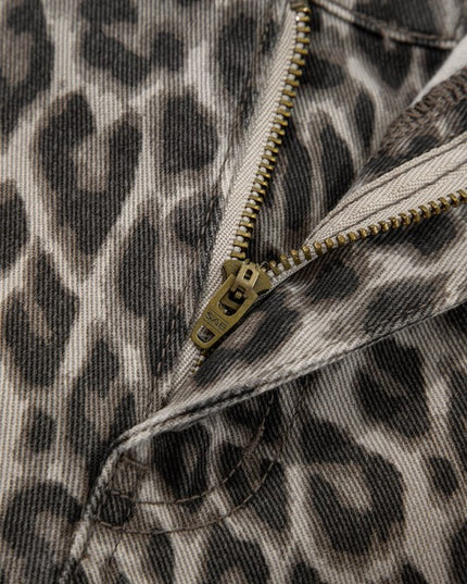 Leopard Denim Straight Leg Jeans - Sleekdenim.com