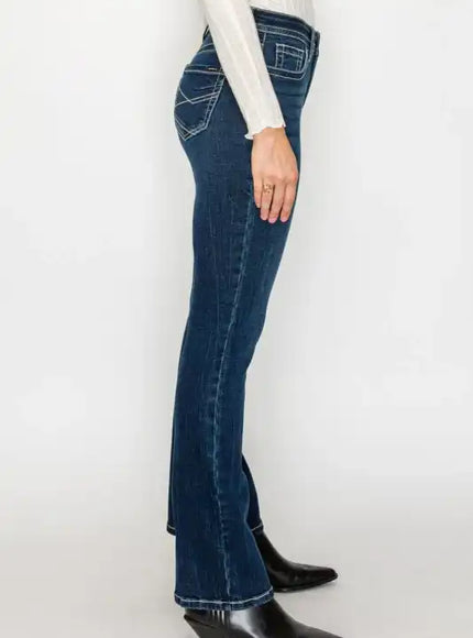 Artemis Vintage AT2106BTDT - TUMMY CONTROL HIGH RISE SLIM FLARE JEANS - Sleekdenim.com