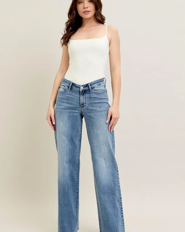 Judy Blue Full Size V - Front Baggy Jeans Plus Size - Sleekdenim.com