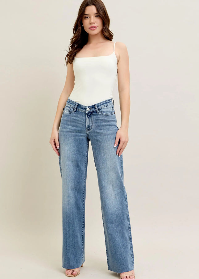 Judy Blue Full Size V - Front Baggy Jeans Plus Size - Sleekdenim.com