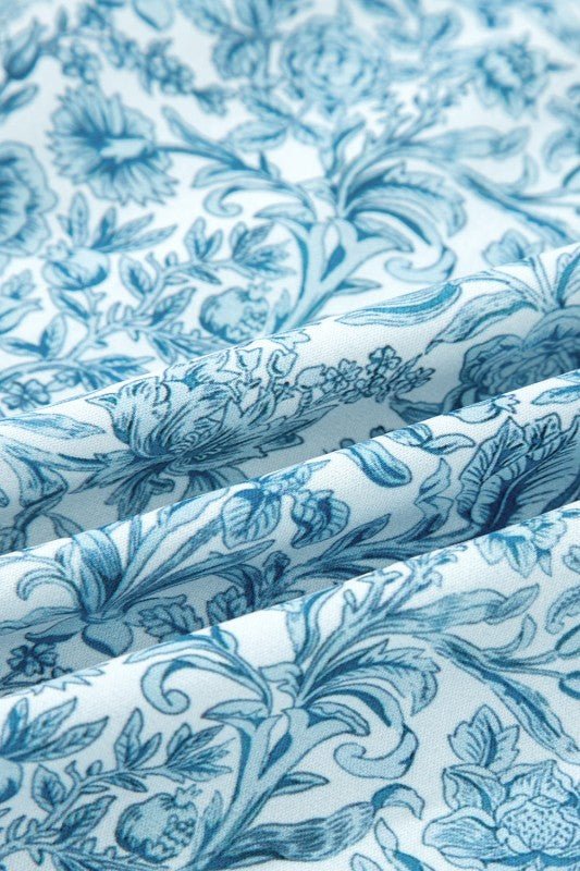 Floral Puff Sleeve Button - Up Shirt - Sleekdenim.com