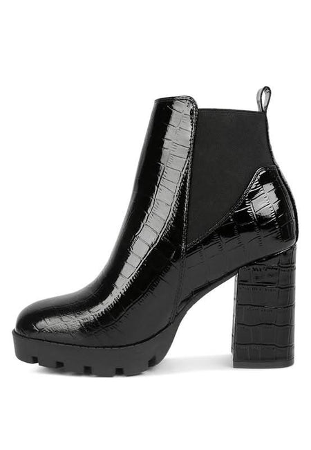 Foxy Faux Leather Croc Chelsea Boots - Sleekdenim.com