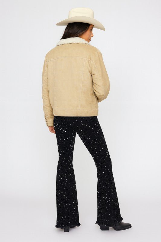 GJG Denim Vegas Glam Bell Bottom Jean in Black Denim - Sleekdenim.com