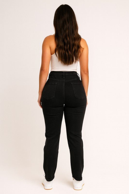 GJG Denim Vintage High Waisted Black Mom Jeans - Sleekdenim.com