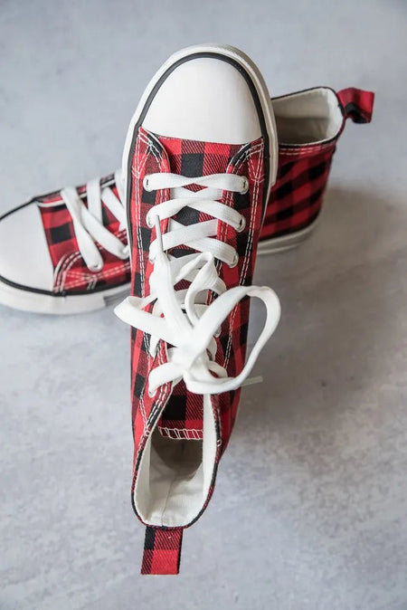 Got the Look Sneakers in Red Plaid - Sleekdenim.com