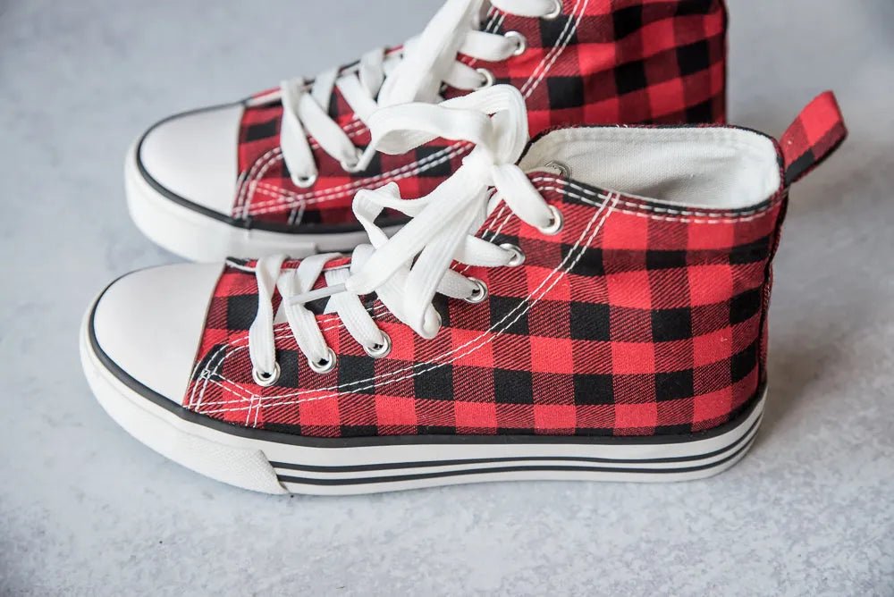 Got the Look Sneakers in Red Plaid - Sleekdenim.com