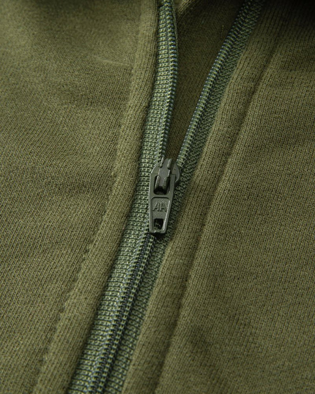 Gray Zip Up Stand Collar Ribbed Thumbhole Sleeve Sweatshirt - Sleekdenim.com