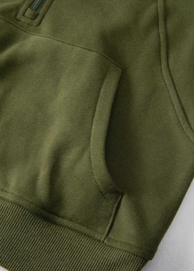 Gray Zip Up Stand Collar Ribbed Thumbhole Sleeve Sweatshirt - Sleekdenim.com