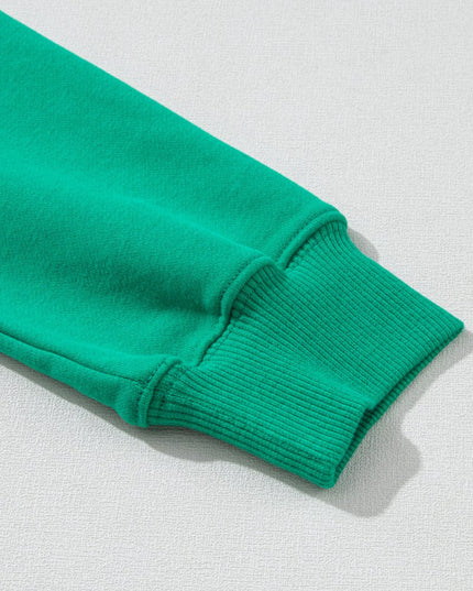 Green MERRY Print Drop Sleeve Pullover Sweatshirt - Sleekdenim.com