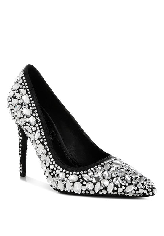 Iceout Diamante & Rhinestone Embellishments Pumps - Sleekdenim.com