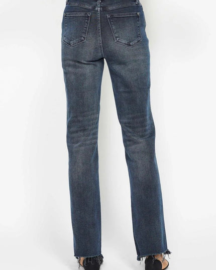 Judy Blue High Waist Button Fly Destroy Hem Straight Denim Jeans 88912