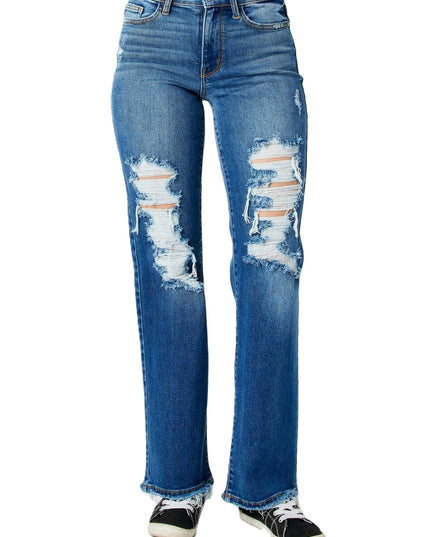 Judy Blue Mid Rise Dad Denim Jeans 82605 - Sleekdenim.com