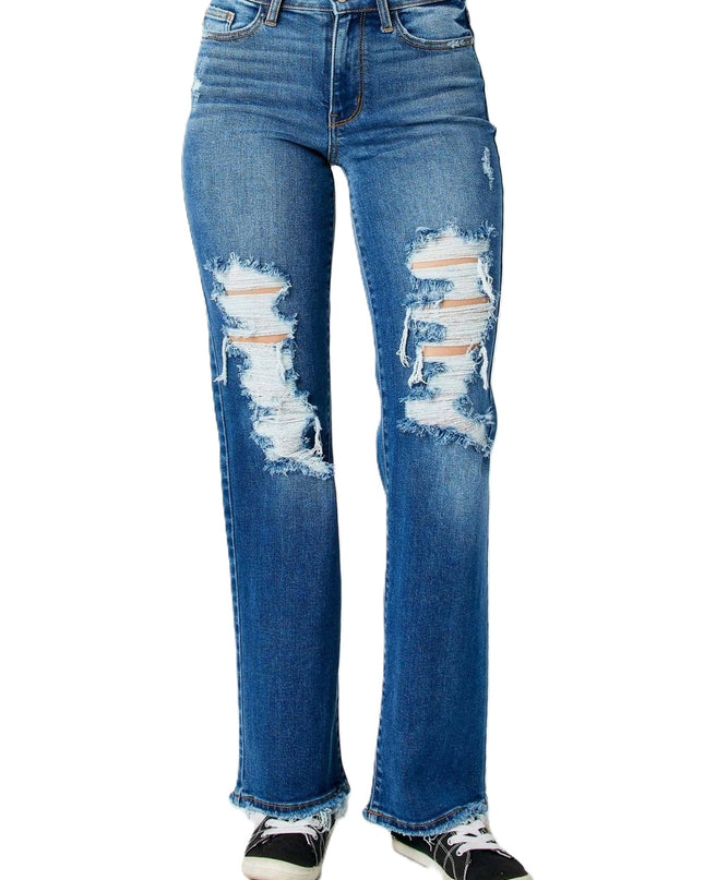 Judy Blue Mid Rise Dad Denim Jeans 82605 - Sleekdenim.com