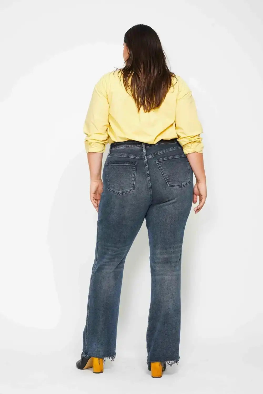 Judy Blue High Waist Button Fly Destroy Hem Straight Denim Jeans 88912 - Sleekdenim.com