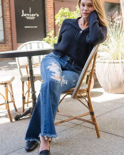 Judy Blue Casual Ripped Fitted Denim Jeans 82605