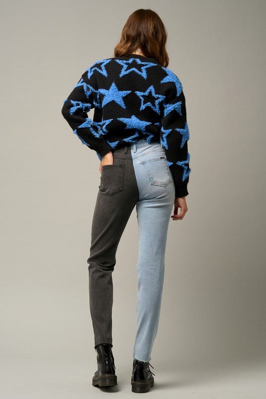 INSANE GENE COMBO WASHED HIGH WAIST GIRLFRIEND JEANS - Sleekdenim.com