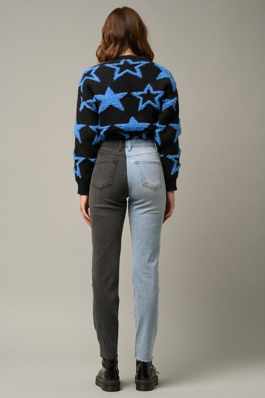 INSANE GENE COMBO WASHED HIGH WAIST GIRLFRIEND JEANS - Sleekdenim.com