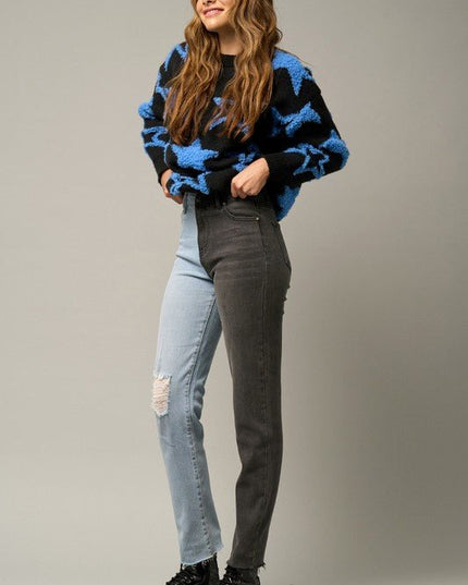 INSANE GENE COMBO WASHED HIGH WAIST GIRLFRIEND JEANS - Sleekdenim.com