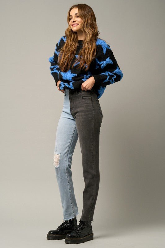 INSANE GENE COMBO WASHED HIGH WAIST GIRLFRIEND JEANS - Sleekdenim.com
