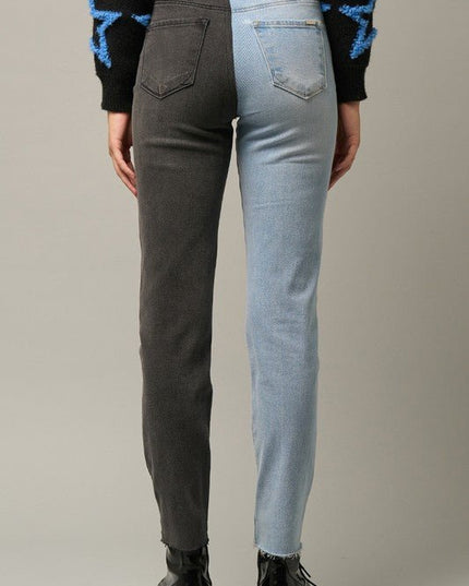 INSANE GENE COMBO WASHED HIGH WAIST GIRLFRIEND JEANS - Sleekdenim.com