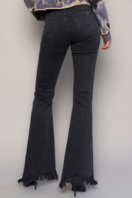 INSANE GENE HIGH RISE BUTTON DOWN PREMIUM WIDE FLARE JEANS - Sleekdenim.com