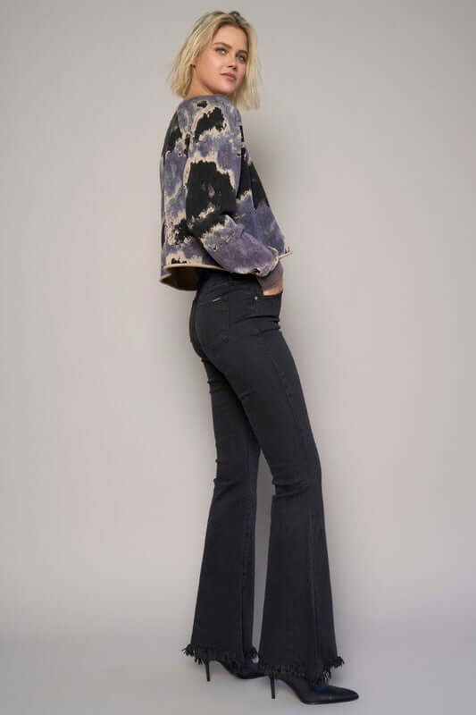 INSANE GENE HIGH RISE BUTTON DOWN PREMIUM WIDE FLARE JEANS - Sleekdenim.com