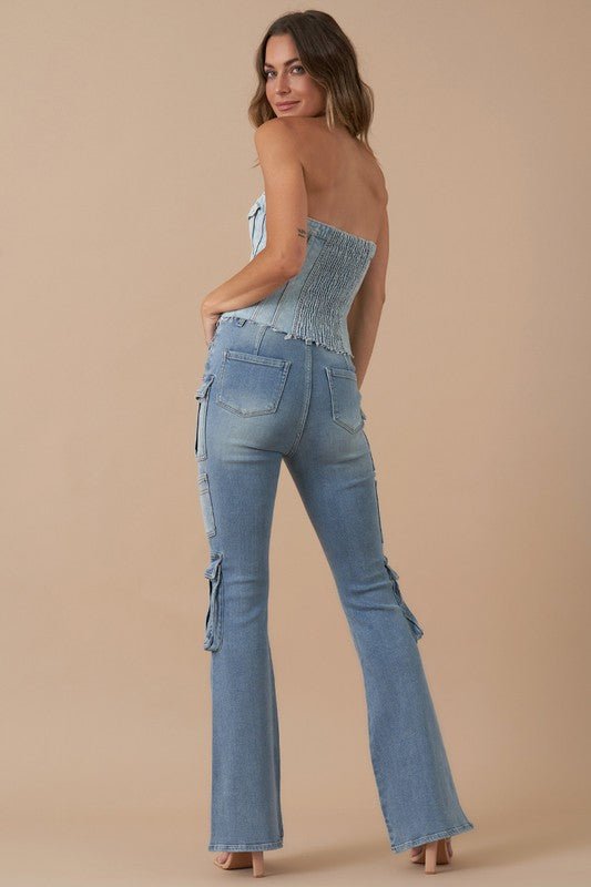 INSANE GENE HIGH RISE CARGO BOOT JEANS - Sleekdenim.com