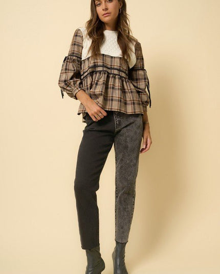 INSANE GENE HIGH RISE CONTRAST WASH TAPERED HEM MOM JEANS  - Sleekdenim.com