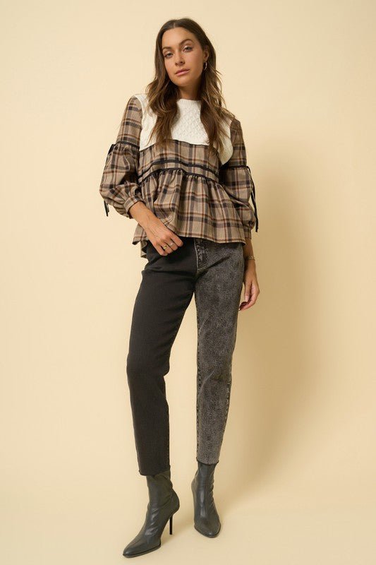 INSANE GENE HIGH RISE CONTRAST WASH TAPERED HEM MOM JEANS  - Sleekdenim.com