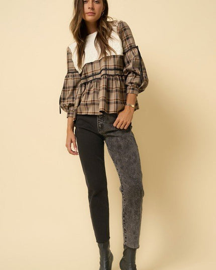 INSANE GENE HIGH RISE CONTRAST WASH TAPERED HEM MOM JEANS  - Sleekdenim.com