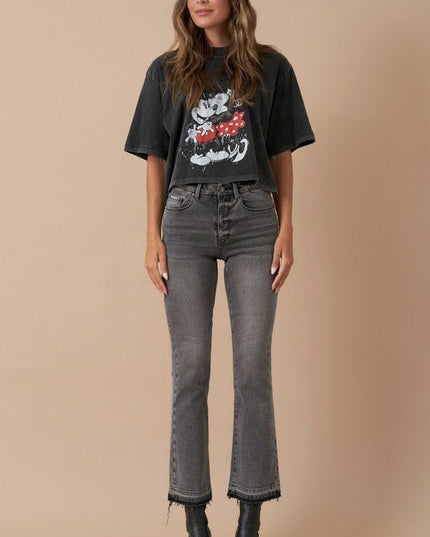 INSANE GENE HIGH RISE CROP BOOTCUT DENIM JEANS - Sleekdenim.com