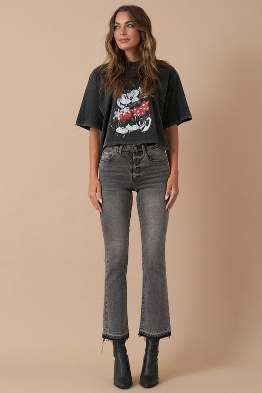 INSANE GENE HIGH RISE CROP BOOTCUT DENIM JEANS - Sleekdenim.com