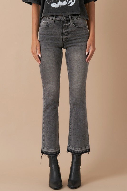 INSANE GENE HIGH RISE CROP BOOTCUT DENIM JEANS - Sleekdenim.com