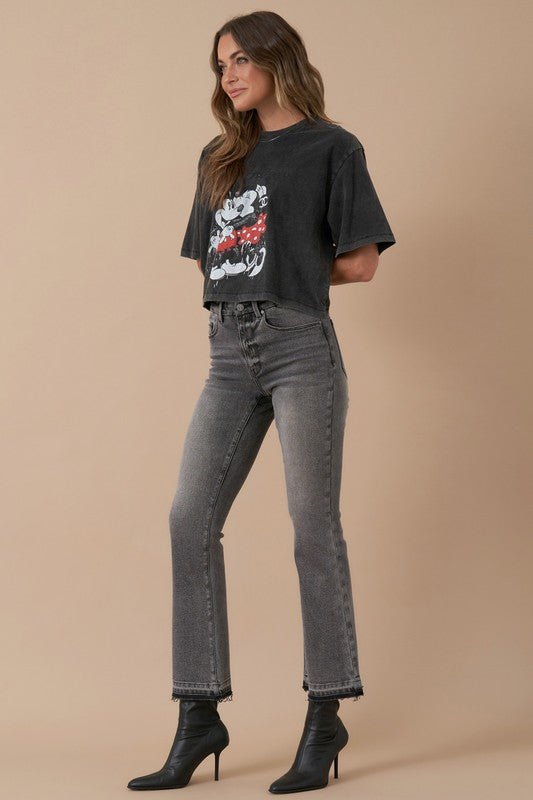 INSANE GENE HIGH RISE CROP BOOTCUT DENIM JEANS - Sleekdenim.com