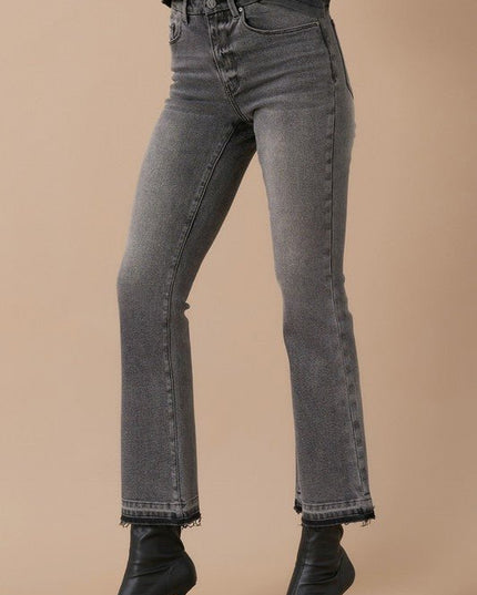 INSANE GENE HIGH RISE CROP BOOTCUT DENIM JEANS - Sleekdenim.com