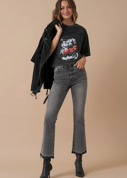 INSANE GENE HIGH RISE CROP BOOTCUT DENIM JEANS - Sleekdenim.com