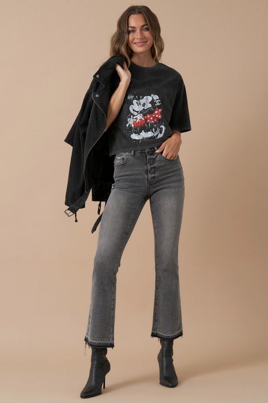 INSANE GENE HIGH RISE CROP BOOTCUT DENIM JEANS - Sleekdenim.com