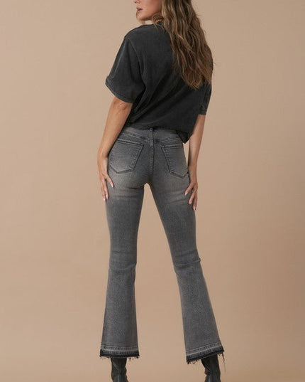 INSANE GENE HIGH RISE CROP BOOTCUT DENIM JEANS - Sleekdenim.com