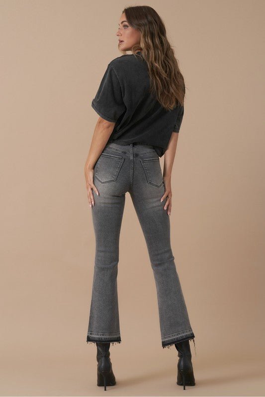 INSANE GENE HIGH RISE CROP BOOTCUT DENIM JEANS - Sleekdenim.com