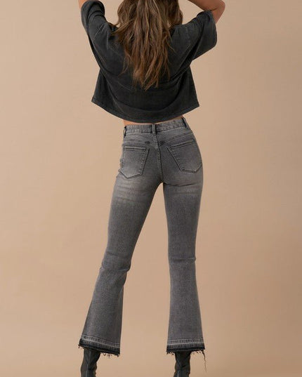 INSANE GENE HIGH RISE CROP BOOTCUT DENIM JEANS - Sleekdenim.com