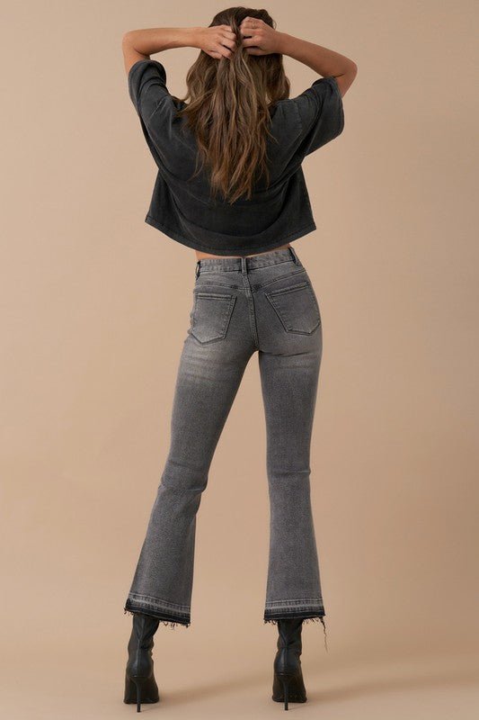 INSANE GENE HIGH RISE CROP BOOTCUT DENIM JEANS - Sleekdenim.com