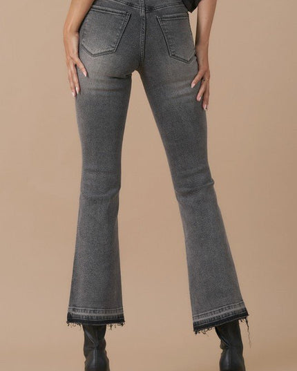 INSANE GENE HIGH RISE CROP BOOTCUT DENIM JEANS - Sleekdenim.com