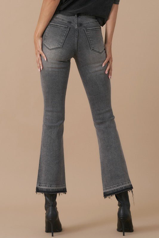 INSANE GENE HIGH RISE CROP BOOTCUT DENIM JEANS - Sleekdenim.com