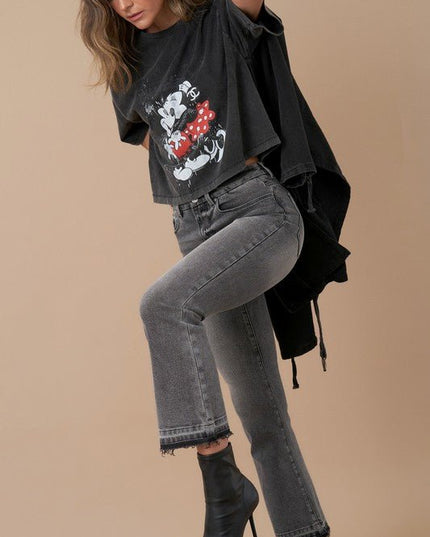 INSANE GENE HIGH RISE CROP BOOTCUT DENIM JEANS - Sleekdenim.com