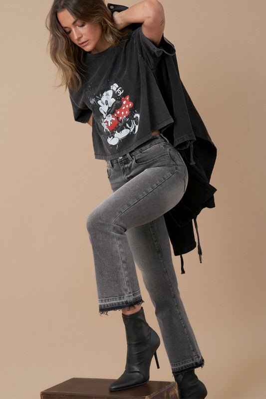INSANE GENE HIGH RISE CROP BOOTCUT DENIM JEANS - Sleekdenim.com